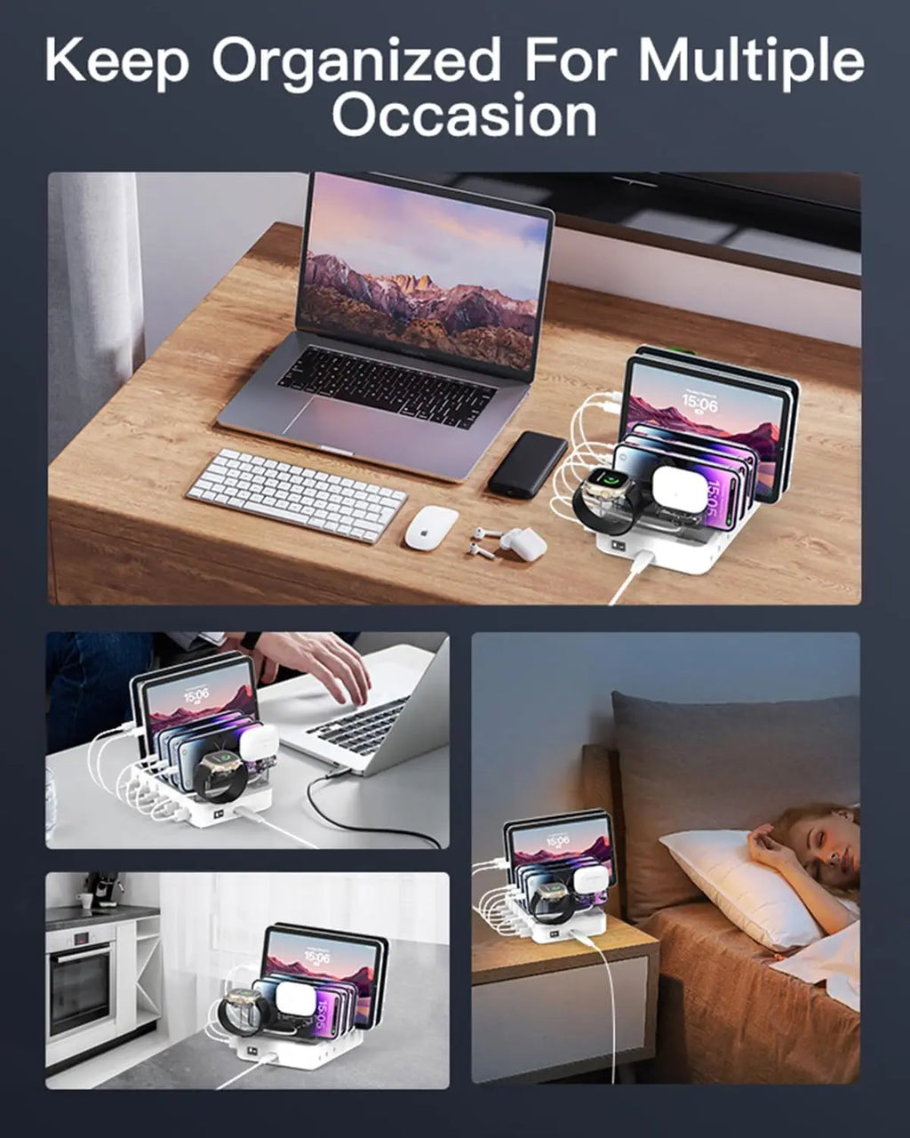 Multi-port Fast Charging Station for Phone Watch Earphone 50W Universal Desktop Charger QC3.0 PD3.1for 6-Port USB C PD