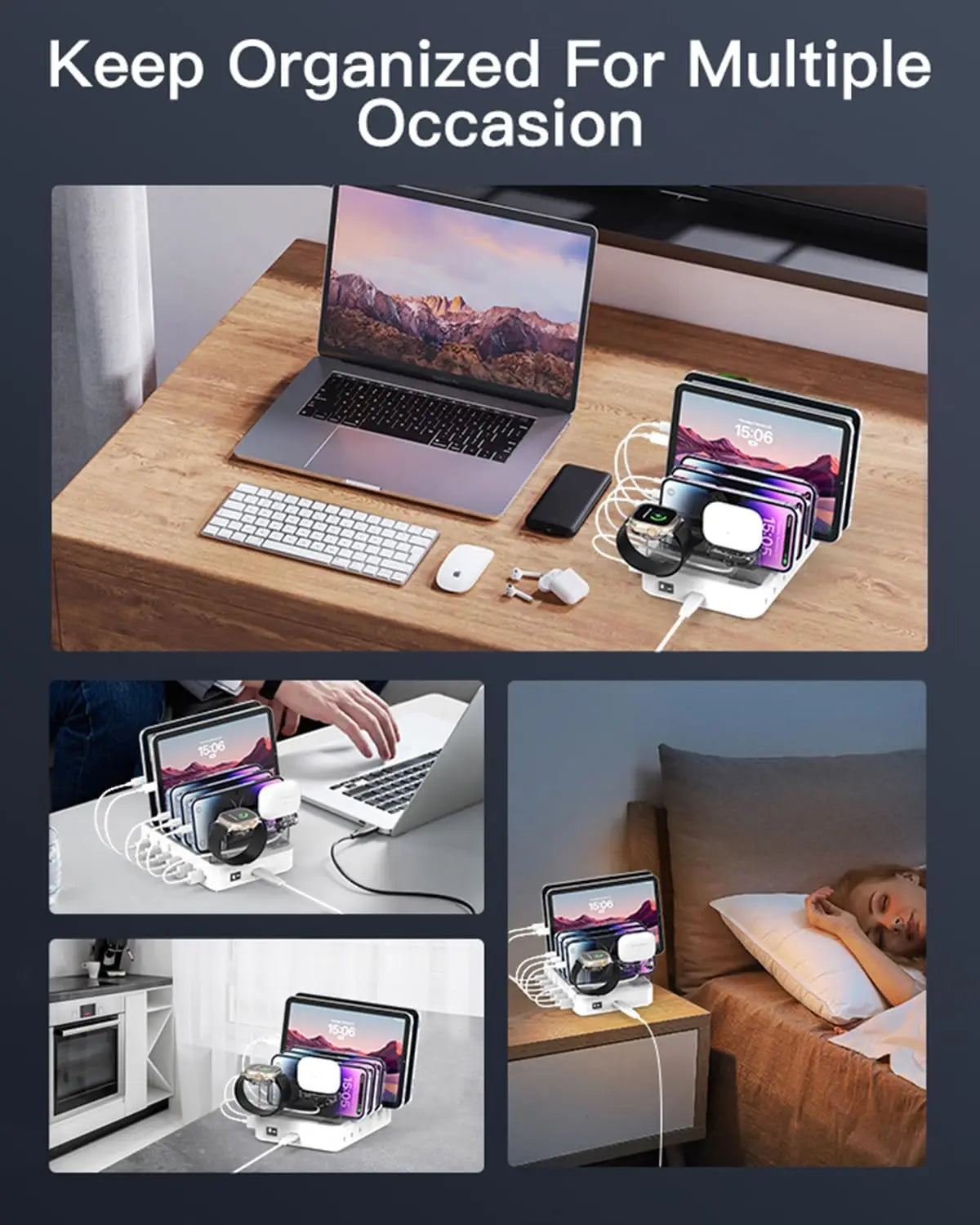 Multi-port Fast Charging Station for Phone Watch Earphone 50W Universal Desktop Charger QC3.0 PD3.1for 6-Port USB C PD