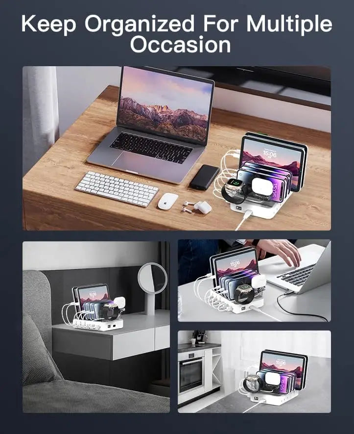 Multi-port Fast Charging Station for Phone Watch Earphone 50W Universal Desktop Charger QC3.0 PD3.1for 6-Port USB C PD