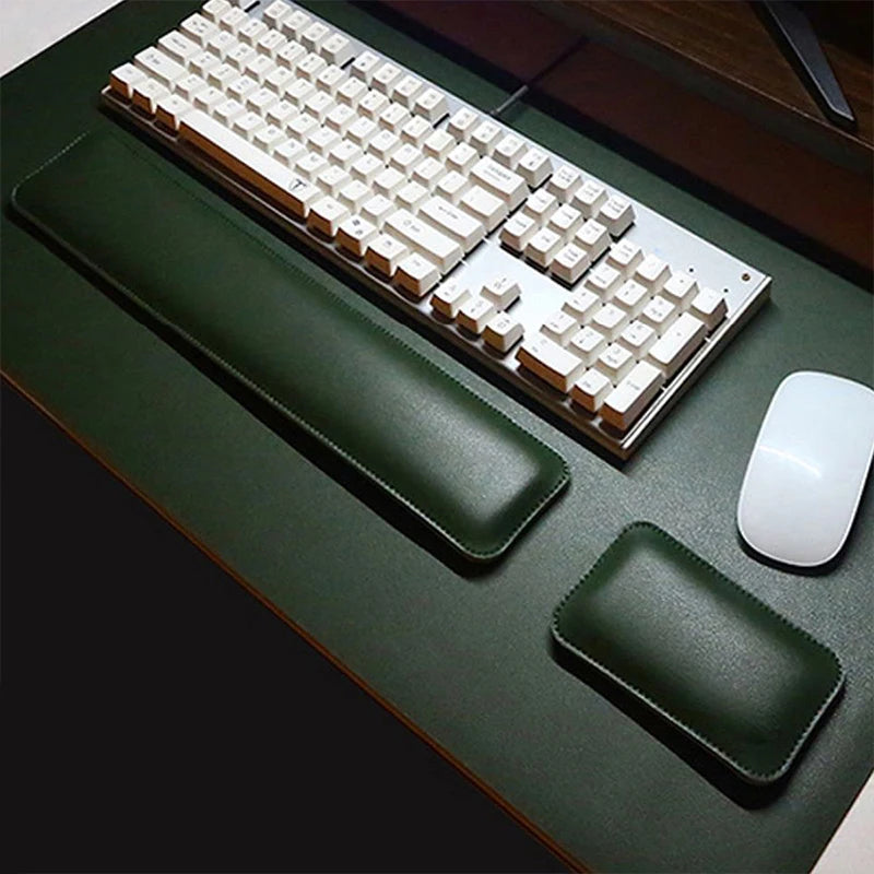 1pc Double-sided Leather Mouse Pad Desk Mat Keyboard Wrist Pad Wrist Rest Wrist Support Computer Office Palm Wrist Rest Desk Pad