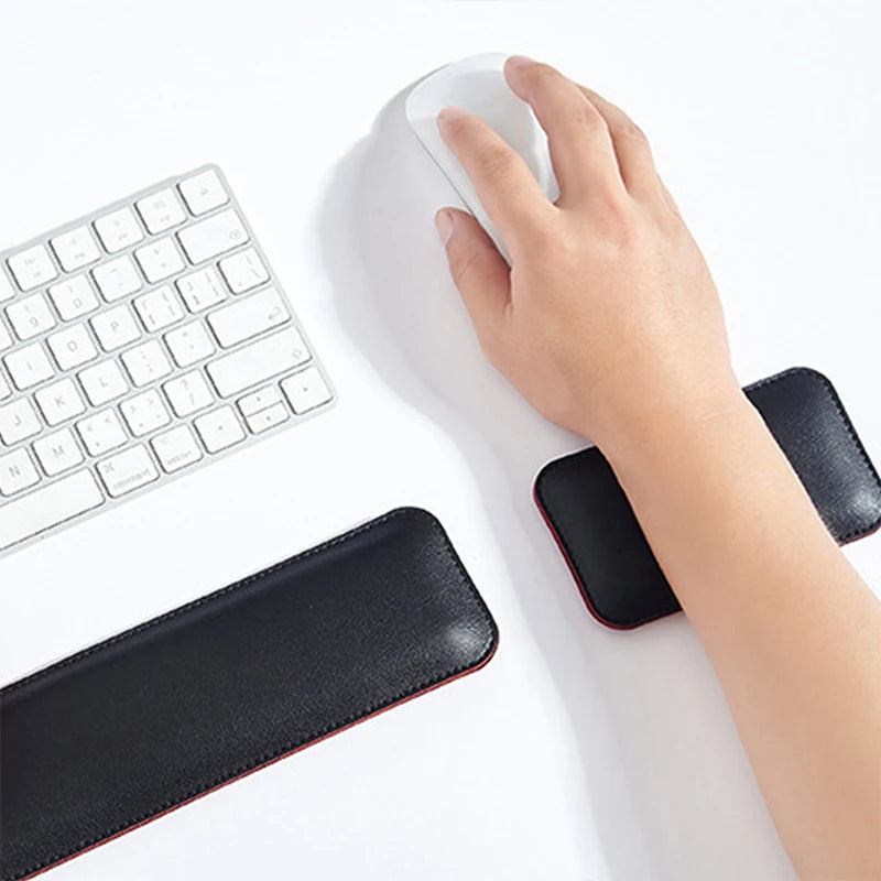 1pc Double-sided Leather Mouse Pad Desk Mat Keyboard Wrist Pad Wrist Rest Wrist Support Computer Office Palm Wrist Rest Desk Pad